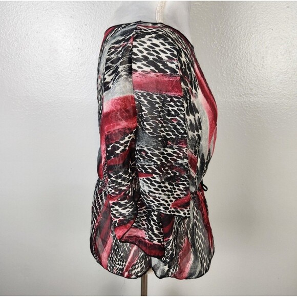 Miley Cyrus x Max Azria Pink & Black Animal Print Sheer Caftan Style Blouse XL - Picture 5 of 8